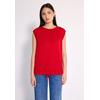 T-Shirt STREET ONE STUDIO, Damen, Gr. 44, rot (mandarin rot), Stoff, 80% Polyester, 20% Viskose, unifarben, casual, normal normal, U-Boot-Ausschnitt, ohne Ärmel abgesteppt, Shirts, mit Elastiksaum und Tunnelzug