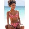 Bügel-Bikini LASCANA, Damen, Gr. 42, Cup C, orange (orange gestreift), Polyamid, strukturiert, Glanzfaden, gestreift, Bikini-Sets, mit goldfarbenen Glitzerstreifen