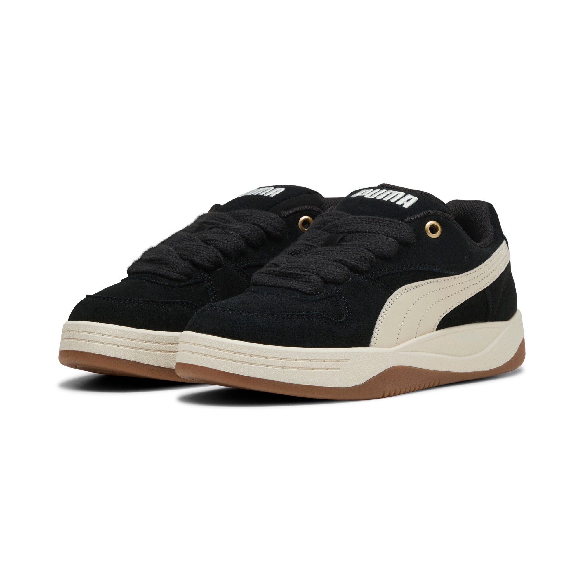 Sneaker PUMA "PARK LUNA SD", Damen, Gr. 38,5, schwarz (puma schwarz, alpine snow), Leder, unifarben, Schuhe Sneaker
