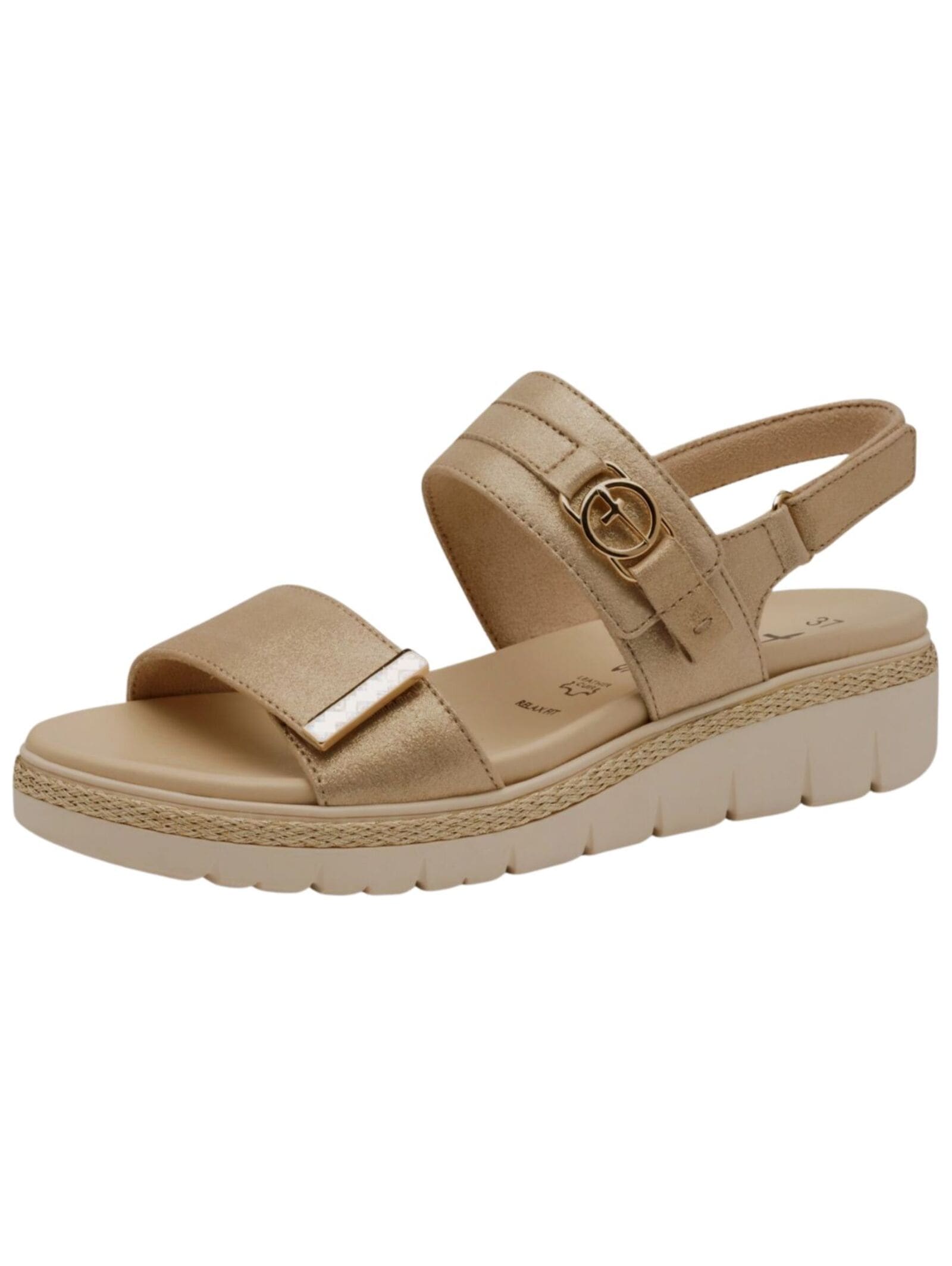 Riemchensandale TAMARIS "Tamaris Sandalen Leder", Damen, Gr. 38, beige (champagne), Leder, Casual, Schuhe