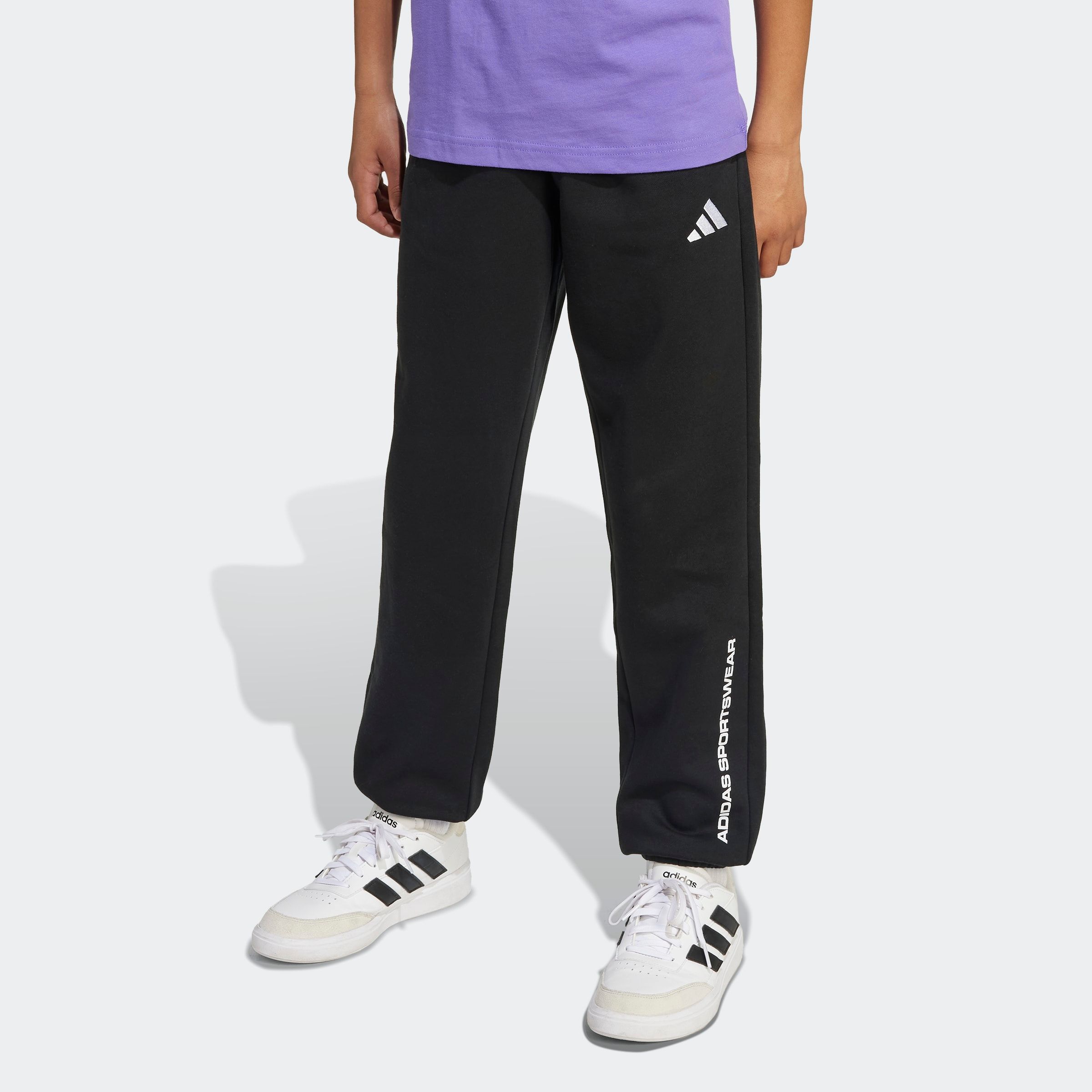 Sporthose ADIDAS SPORTSWEAR "B FL PT", Kinder, Gr. 128, N-Gr, schwarz, Obermaterial: 71% Baumwolle, 29% Polyester, Sportlich, Hosen, Topseller Image