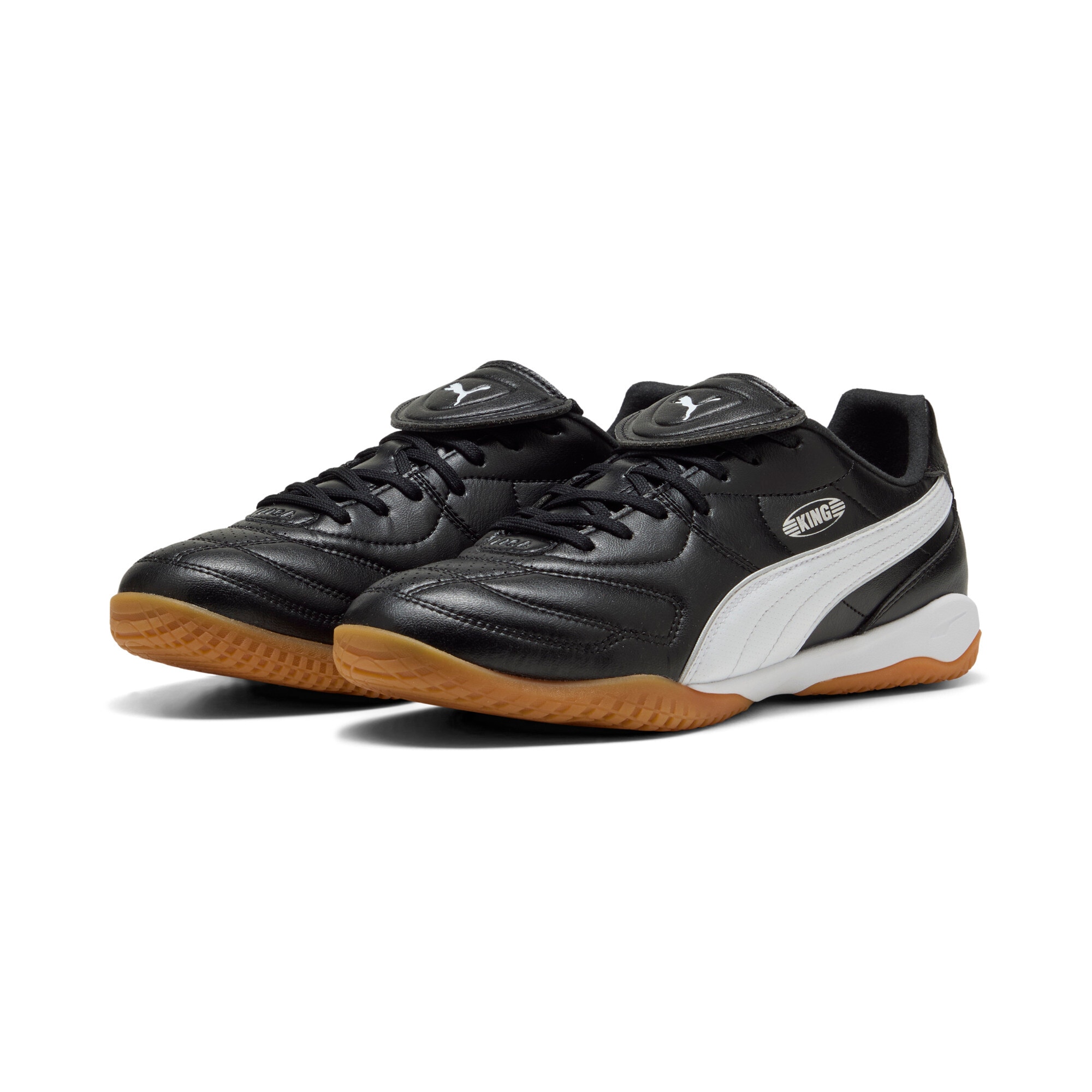 Fußballschuh PUMA "KING LIGA IT", Gr. 41, schwarz-weiß (puma schwarz, puma weiß, puma silber), Synthetik, Schuhe