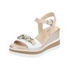 Keilsandalette NERO GIARDINI "Nero Giardini Sandalen Leder", Damen, Gr. 38, weiß kombi, Leder, casual, Schuhe
