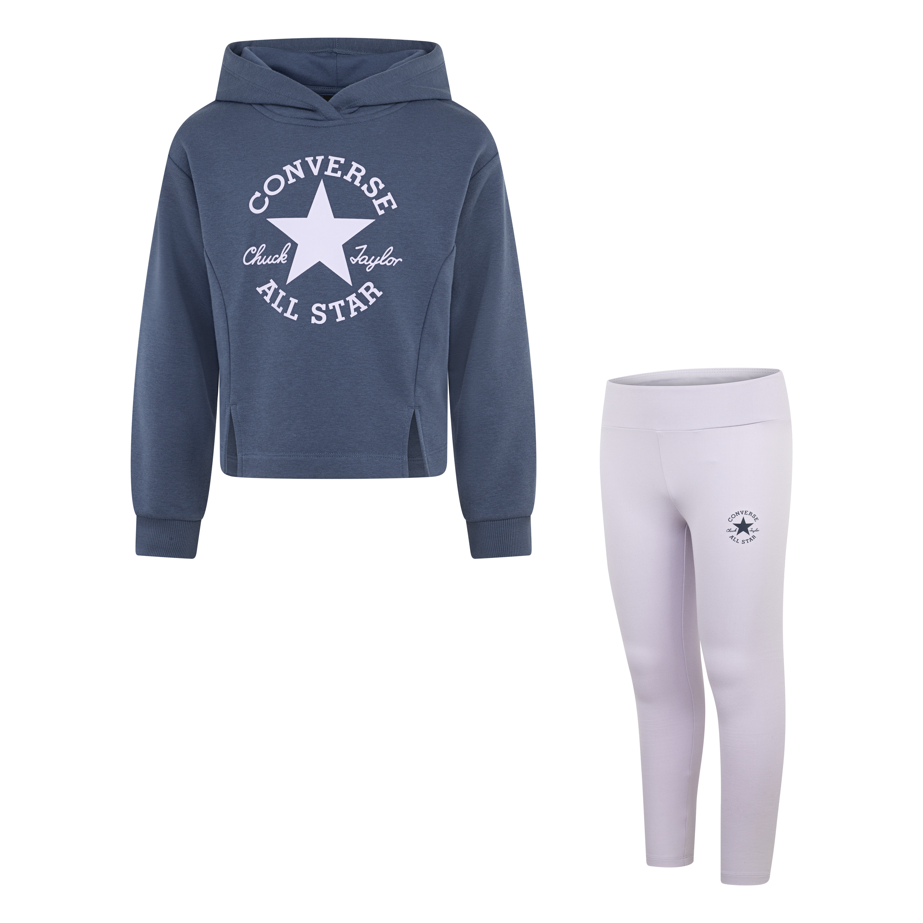 Kapuzensweatshirt CONVERSE "CNVG DCTP HOODIE & LEGGING SET", Kinder, Gr. 122 (7), vapor violet, Obermaterial: 60% Baumwolle, 40% Polyester. Kapuzenfutter: 65% Baumwolle, 35% Polyester. Obermaterial Hose: 85% Polyester, 15% Elasthan, Sportlich,... Image