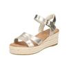Keilsandalette TOMS "TOMS Sandalen Leder", Damen, Gr. 42, gold, Leder, casual, Schuhe