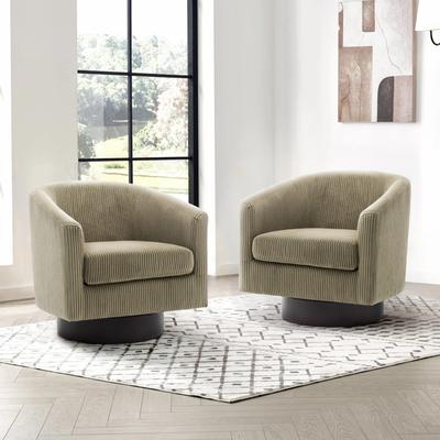 2 Set Round Barrel Chair 360-Degree Swivel Accent Chairs