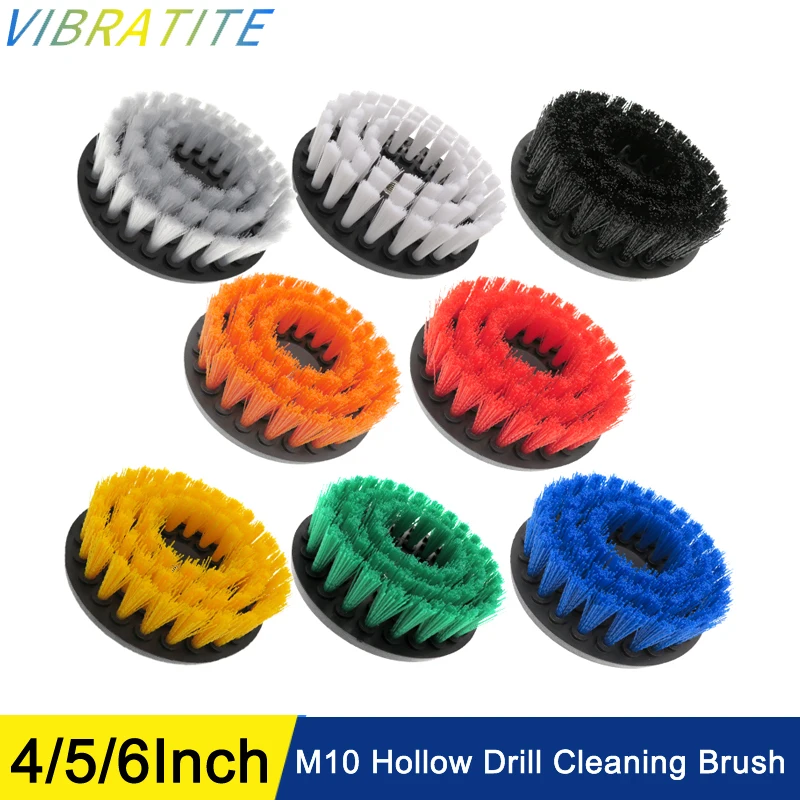 4/5/6 Zoll Hohlbohrer-Reinigungsbürste M10-Gewinde Power Scrub Clean für Leder Kunststoff Holzmöbel Badezimmer Auto Innenräume Image