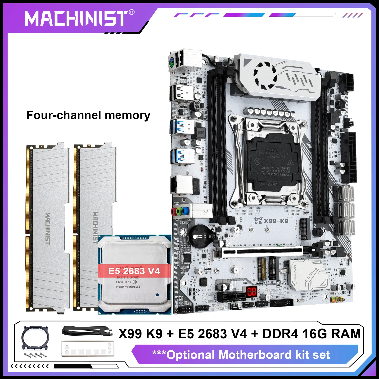 MACHINIST X99 Gaming-Motherboard-Kit-Set, C612-Chip, optionale E5 2683 V4-CPU und 16 GB DDR4-RAM-Dual-Channel-USB3.0 Image