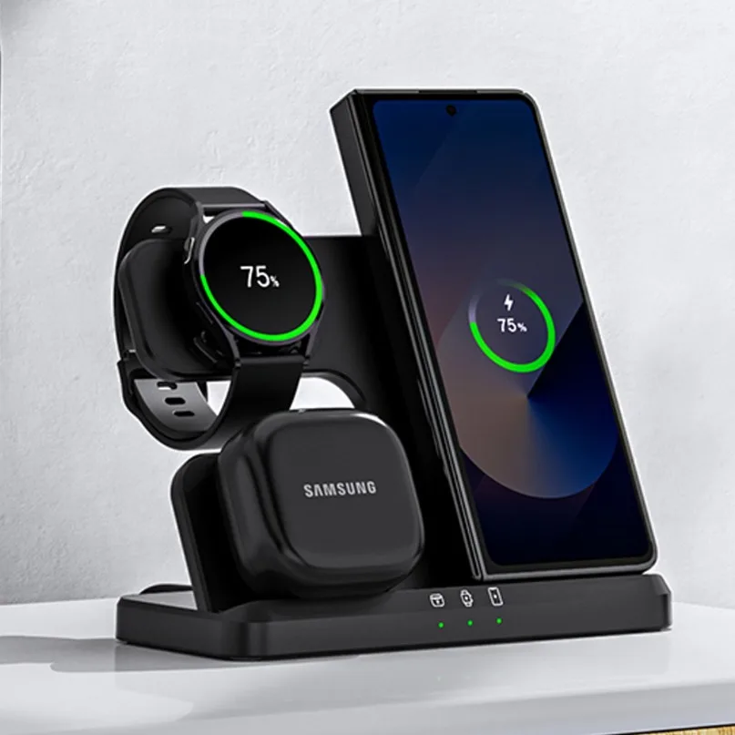 3-in-1 kabelloser Ladeständer für Samsung S25 S24 Z Fold 5 4 3 S24 S23 Galaxy Watch 2-7 Active 2 Earbuds Pro Schnellladestation Image