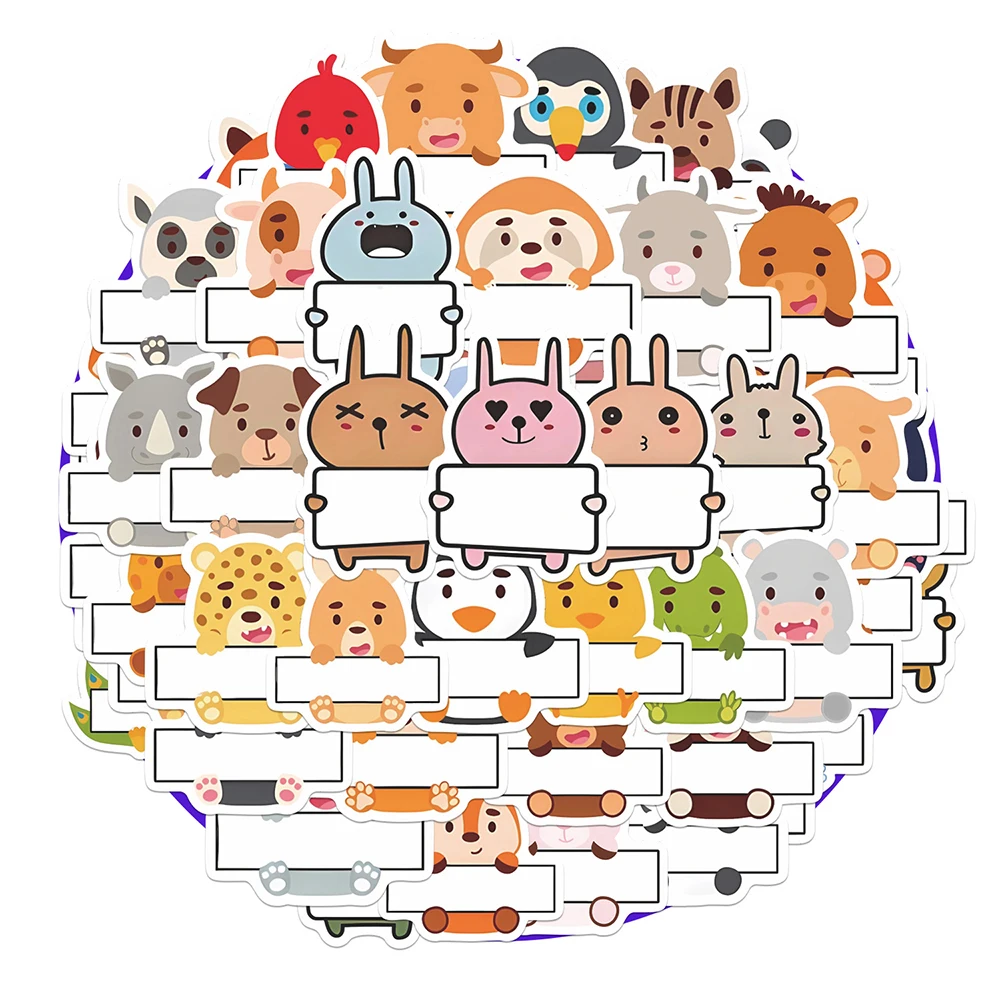 10/30/50 stücke Lustige Nette Cartoon Tier Name Aufkleber Aufkleber Laptop Telefon Kühlschrank Reise Gepäck Student Auszeichnungen Aufkleber kinder Spielzeug Image