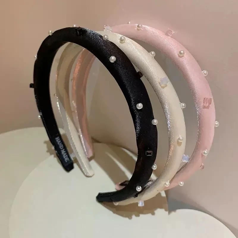 Wald Stil Süße Fee Perle Kristall Seide Material Stirnband Waschen Gesicht Haar Zubehör Für Frauen Image