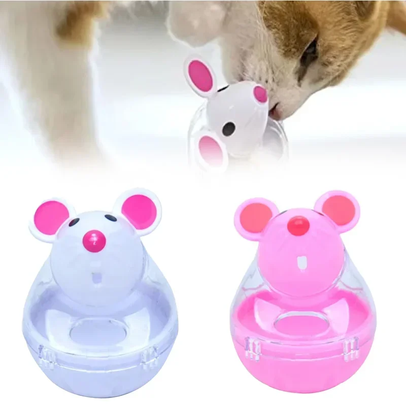 Mausbecher, Katzenspielzeug, langsames Essen, Leckage, interaktives Spielzeug für Kätzchen, sicheres Rollspielzeug aus Kunststoff, automatischer Katzenfutterspender Image