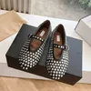 Frauen Schuhe Wohnungen Leder Strass Ballett Schuhe für Frauen Flache Gerade Riemen Retro Mary Jane Einzelnen Schuhe Frau