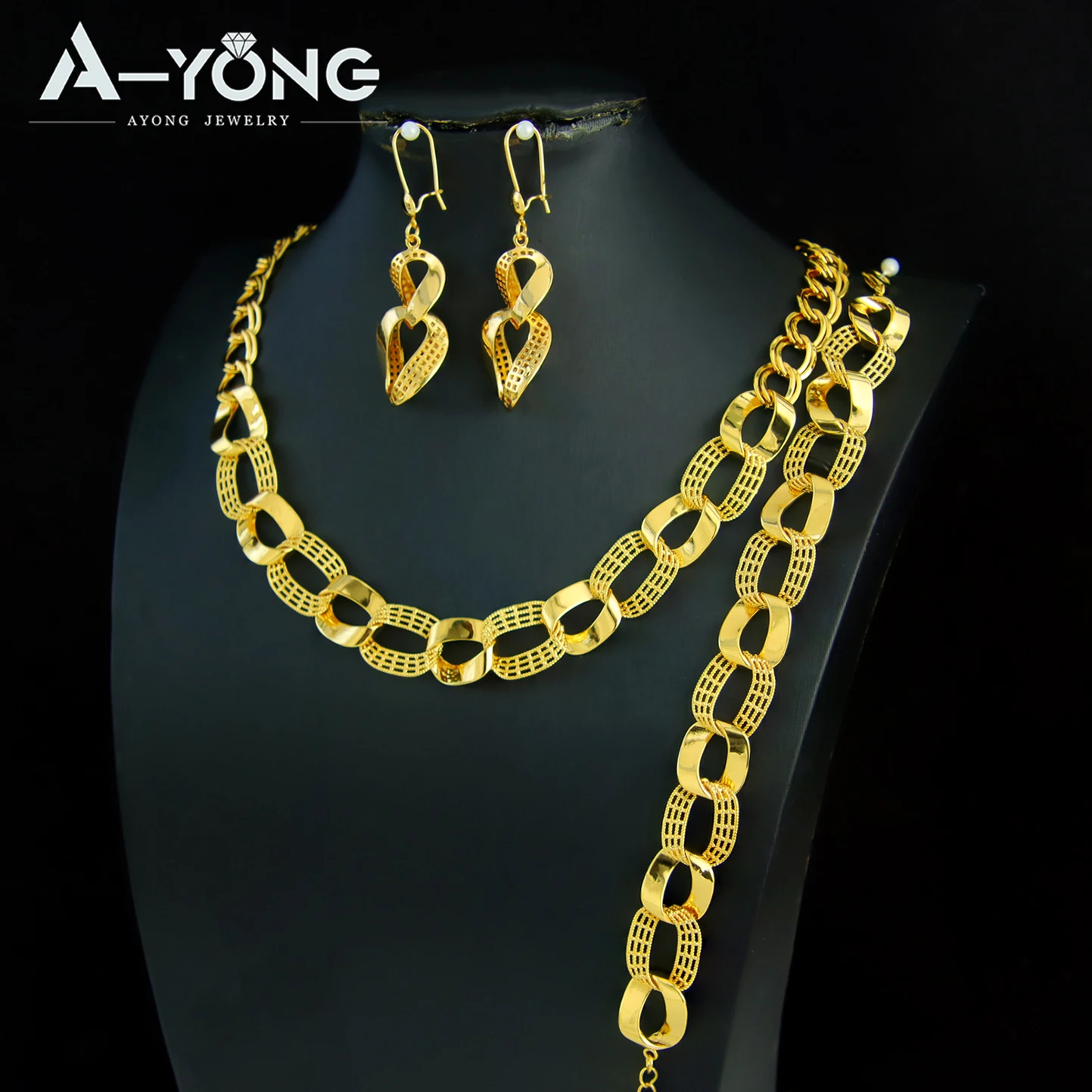 Naher Osten Punk Gold Schmuckset 21k vergoldet Dubai Frauen Hip Hop klobige Halskette traditionelle marokkanische Hochzeit Schmuck