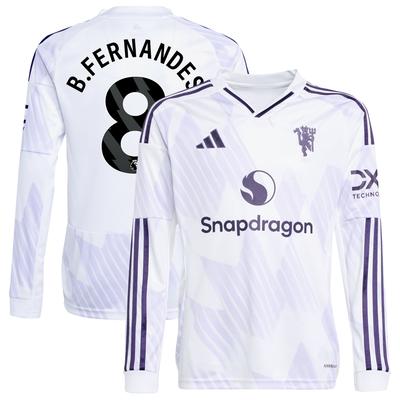 Manchester United adidas Auswärtstrikot 2025-26 – Kinder – Langarm mit Aufdruck B. Fernandes 8 Image