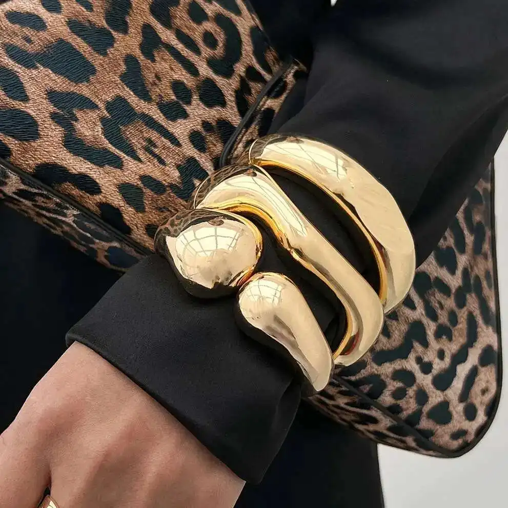 IngeSight.Z Übertriebene Hip Hop Manschette Armreifen Trendy Geometrische Metall Glatte Frühling Offen Für Frauen Männer Armband Partei Schmuck Geschenk Image