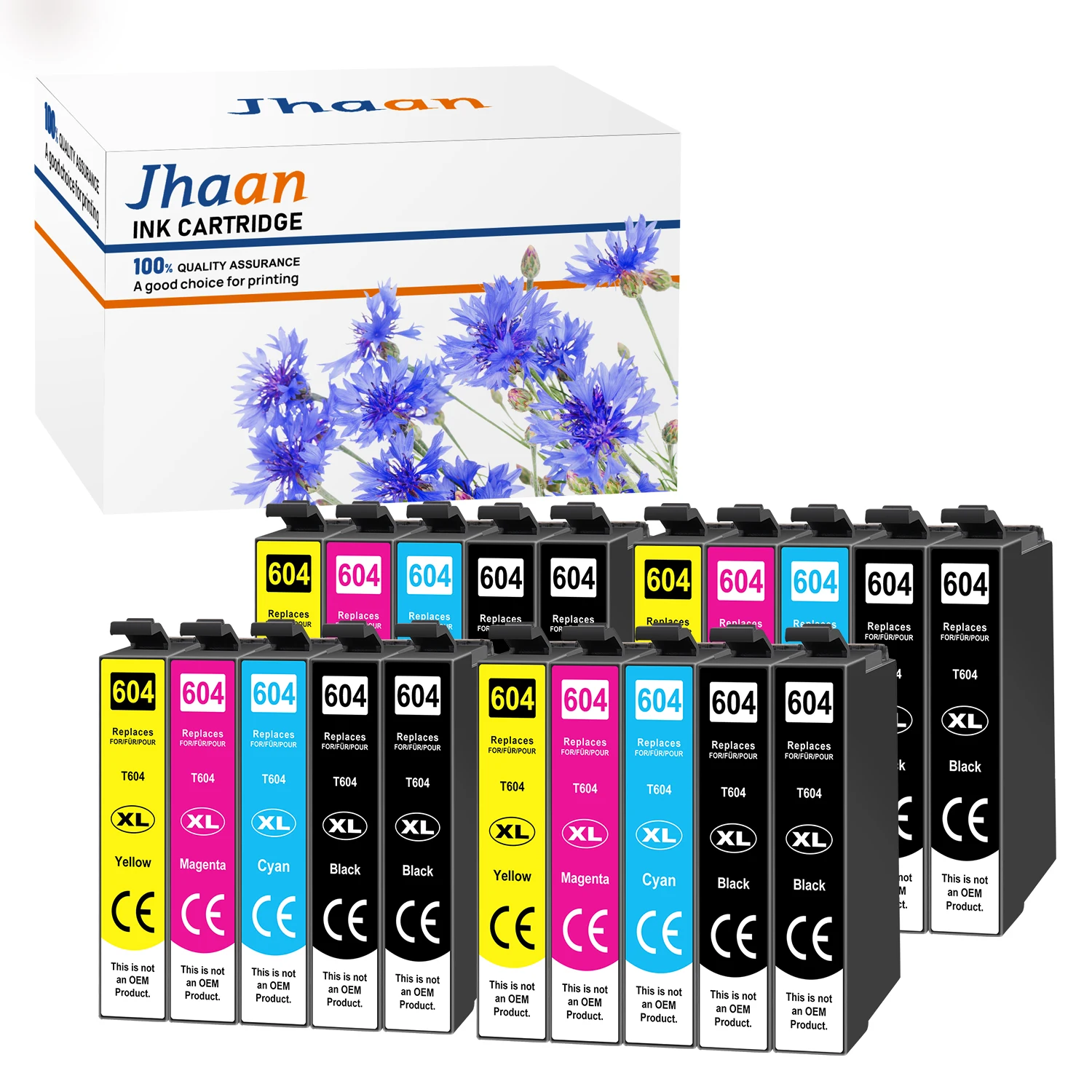 Jhaan 604XL Druckerpatronen, kompatibel mit Epson 604 604XL-Patronen für Expression Home XP-4200 XP-3200 XP-3205 XP-2200 Image