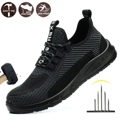 Steel Toe Safety Shoes Men Lightweight Breathable Anti-Puncture Anti-Smash Non Slip Industrial Work Boots Sport Shoes Safety Pro
