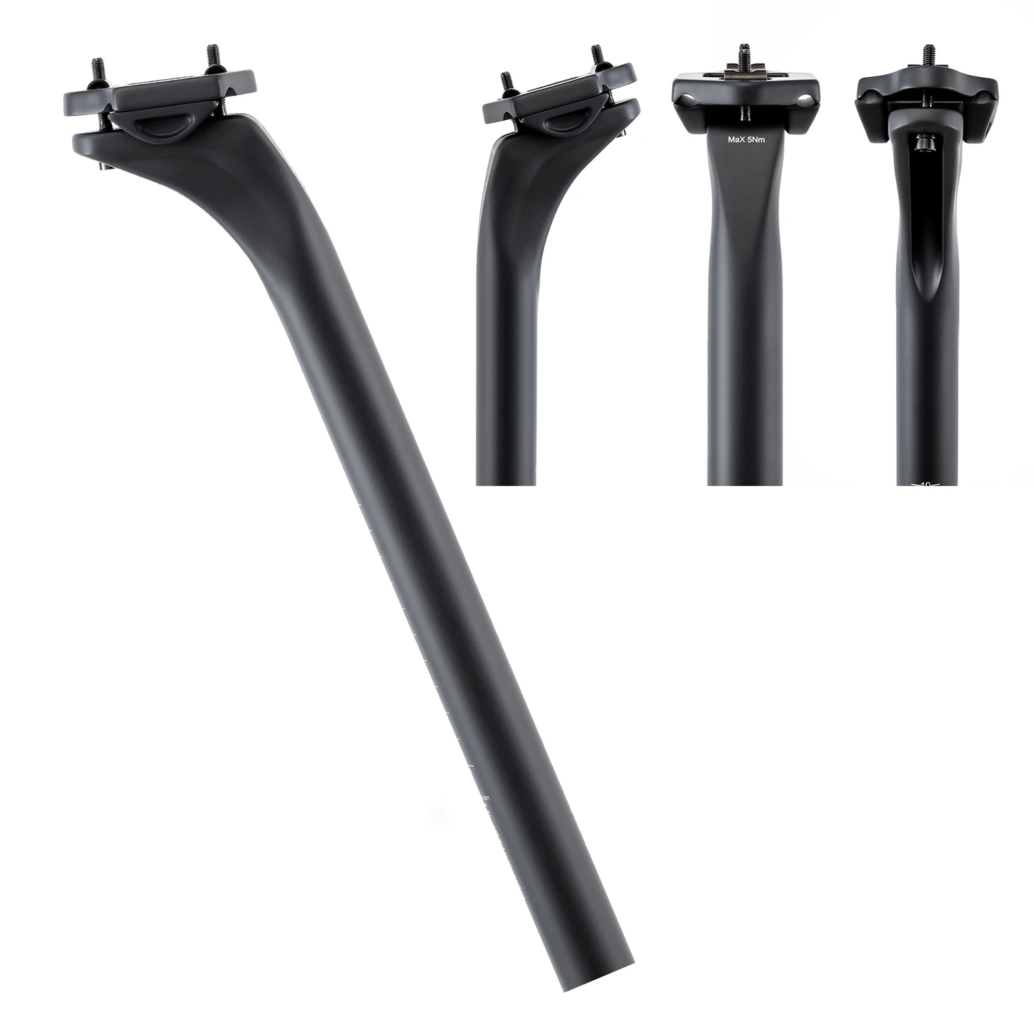 HUALONG Ultraleichte Carbon-Sattelstütze, 27,2/31,6 mm, Mountainbike-Sattelstütze, rückwärts versetzt, 20 mm UD, schwarz matt. Image
