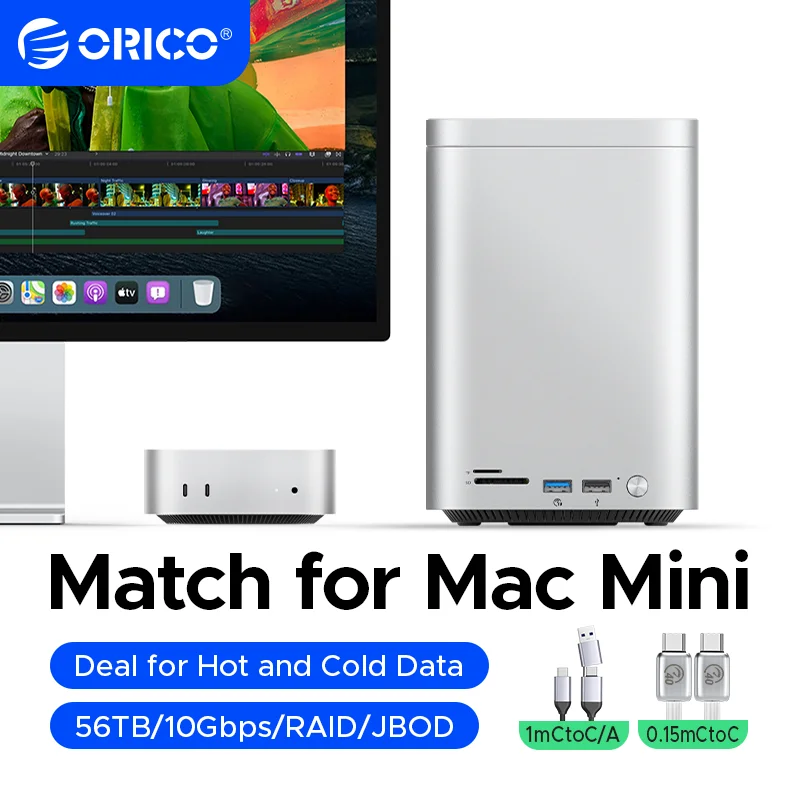 ORICO MiniTower für Mac Mini M4 Pro Dockingstation mit M.2 SSD Typ C Dockingstation Desktop Hybrid-Speichersystem DAS Image