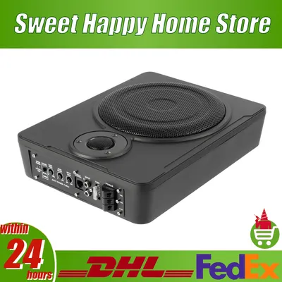 8inch 300W Car Under-Seat Active Subwoofer Power Amplifier Bass HiFi Slim Speaker with Cable Strong Compatibility