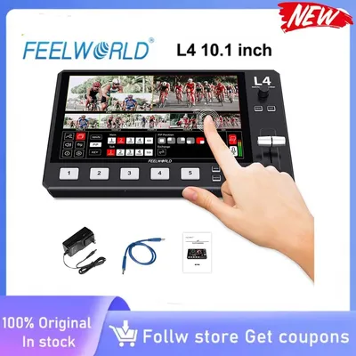 FEELWORLD L4 5ch 10.1"Touch Screen Multi-camera Video Mixer Switcher with HMDI, SDI, Output USB3.0 Fast Streaming