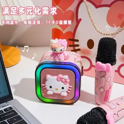 Hello Kitty Cinnamoroll Kuromi record player Bluetooth speaker mini cute portable audio kids toys microphone 6~12 years old