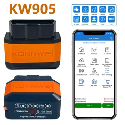 KONNWEI KW905 OBD2 ELM327 V1.5 Bluetooth 5.0 Scanners For Android/IOS ELM 327 OBD 2 Car Diagnostic Tool Code Reader