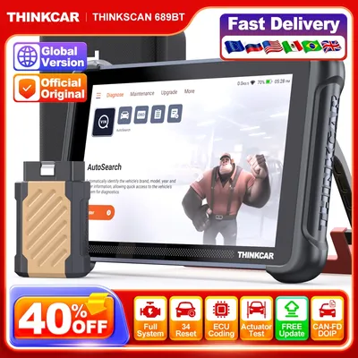 THINKSCAN 689BT Lifetime Free Auto OBD2 Scanner Full System 34 Reset ECU Coding Bidirectional Control Car Diagnostics Tools