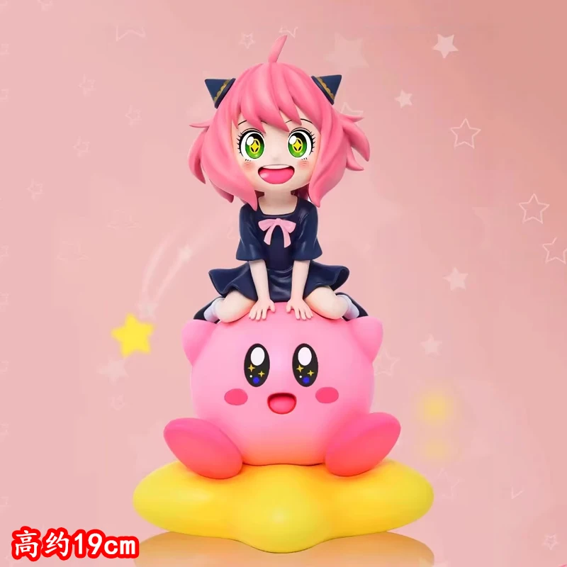 New 19cm Anya Forger Figure SPY×FAMILY Anime Figure Kirby Figurine PVC Collection Model Desk Decoration Birthday Custom Toy Gift