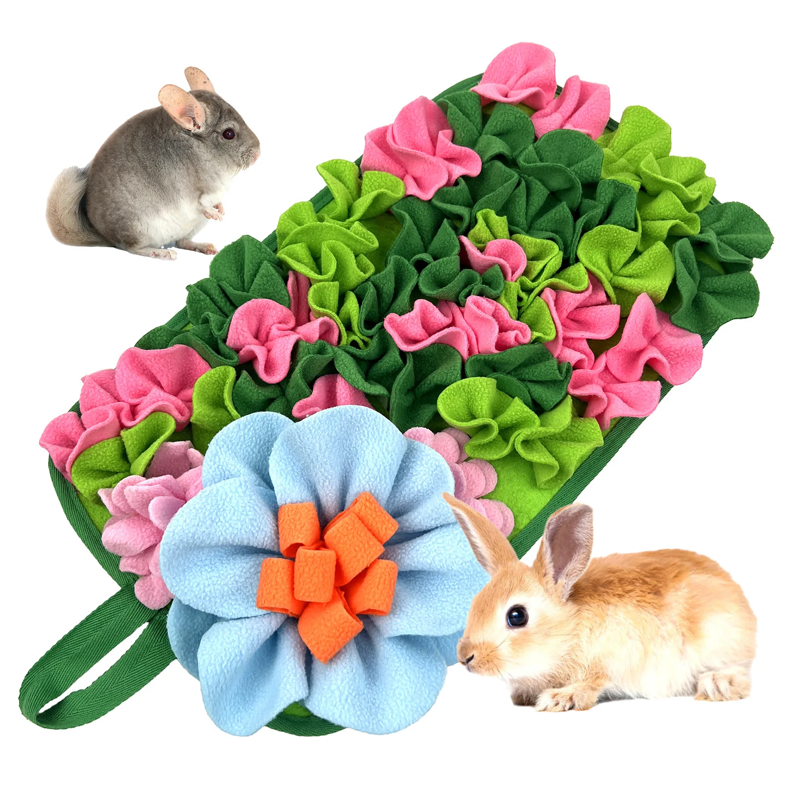 Small Animal Foraging Mat Suitable for Rabbits, Dogs, Hedgehogs, Guinea Pigs, Pigs, Interactive Toys, Cute Flowers, Fun Feeding