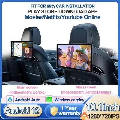 GcPaSr Android Auto CarPlay Car Screens Rear Seat Monitor For Headrest TV Screen WiFi Movie/Netflix/Youtube Online Video Player