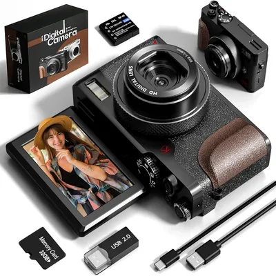 NBD Digital Camera 56MP Cameras for Photography 4K Camera 180°Flip Screen Digital Point and Camera with 16X Zoom Compact Camera