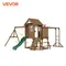 VEVOR Wooden Swing Set 9/10 IN 1 Outdoor Playground Sets for Backyards 2 Swings Trapeze Bar 6 FT Slide Large Upper Fort