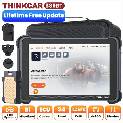THINKSCAN 689BT Lifetime Free Automotive OBD2 Scanner ECU Coding CANFD DOIP BI-Directional Control 34 Reset Car Diagnostic Tool