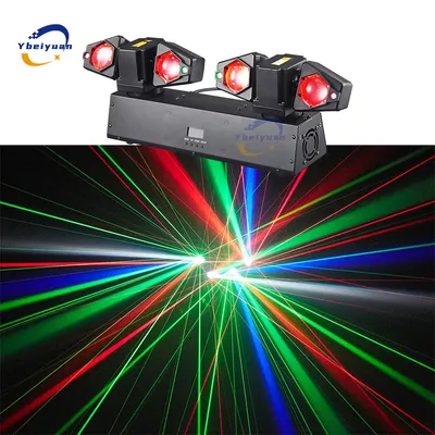 New Double Head Moving Head Light LED RGBW 4 in 1 Beam Laser Strobe Effect DMX512 Control Disco DJ Bar Christmas Party Light