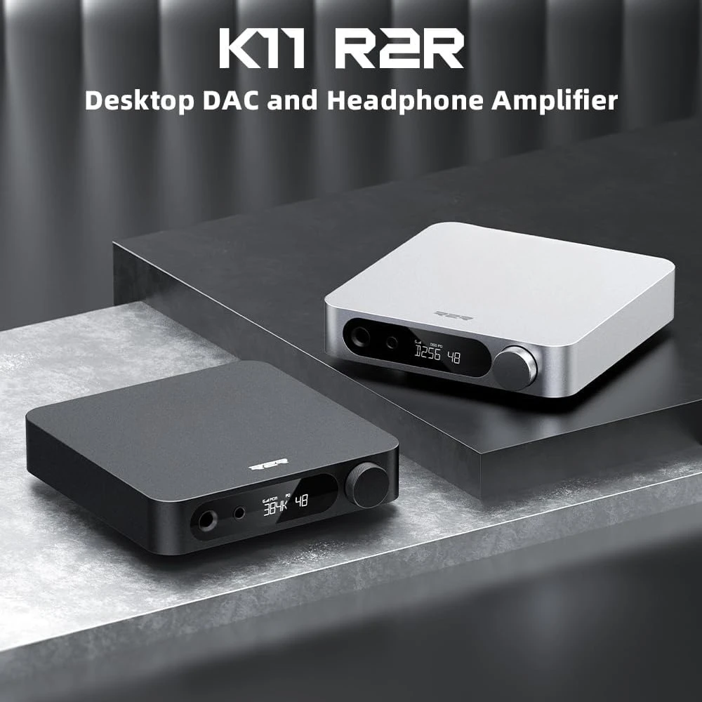 K11 R2R DAC and Headphone Amplifier for Home Audio or PC, 6.35mm and Balanced 4.4mm, RCA, Coaxial, Optical, 1300mW