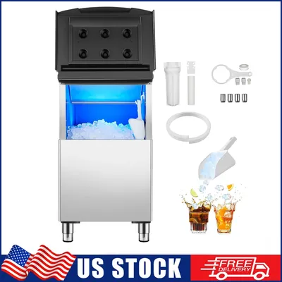 Commercial Ice Maker Storage Bin 360 LBS Capacity Ice Bin Stainless Steel Ice Storage Bin with Filter Adjustable Anti-Slip Feet