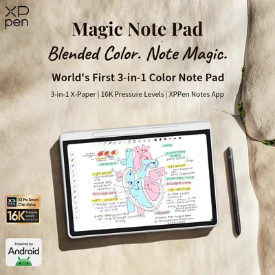 XPPen Magic Note Pad 3-in-1 Ink Paper Light Nature Color E-book Reader Android 14 Graphics Tablet Digital Writing Notebook Pad