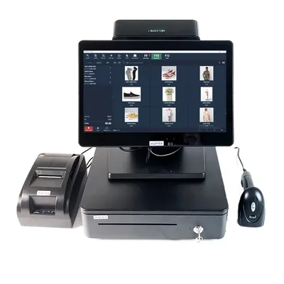14inch Windows system HS-ST54 with free POS software I5+8G+128+WIFI +VFD and I3+4G+64+WIFI +VFD for Supermarket