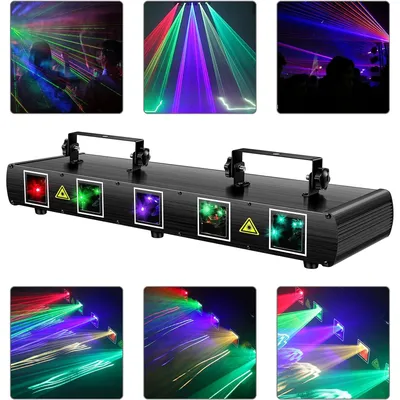 Datewink Five-hole Stage Lights RGBYC Stage Lighting Patterns Effect Projector DMX Control For DJ Disco Club Party Show Wedding