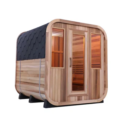 4-6 Person Wooden Home Sauna and Dry Steam Room Red Cedar Square Outdoor Sauna Room for Sale