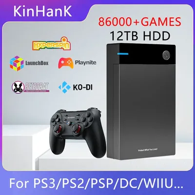 Super Console 12T Gaming HDD with Hyperspin Launchbox Retrobat Playnite TeknoParrot for PS3 PS2 PSP WII WIIU with 86000+ Games