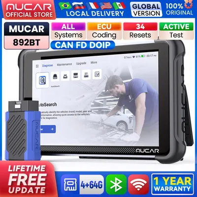 MUCAR 892BT Free AI CANFD DoIP Car Diagnostic Tools All System Auto Scan Tool ECU Coding Bi-Directional OBD2 Scanner 35 Resets