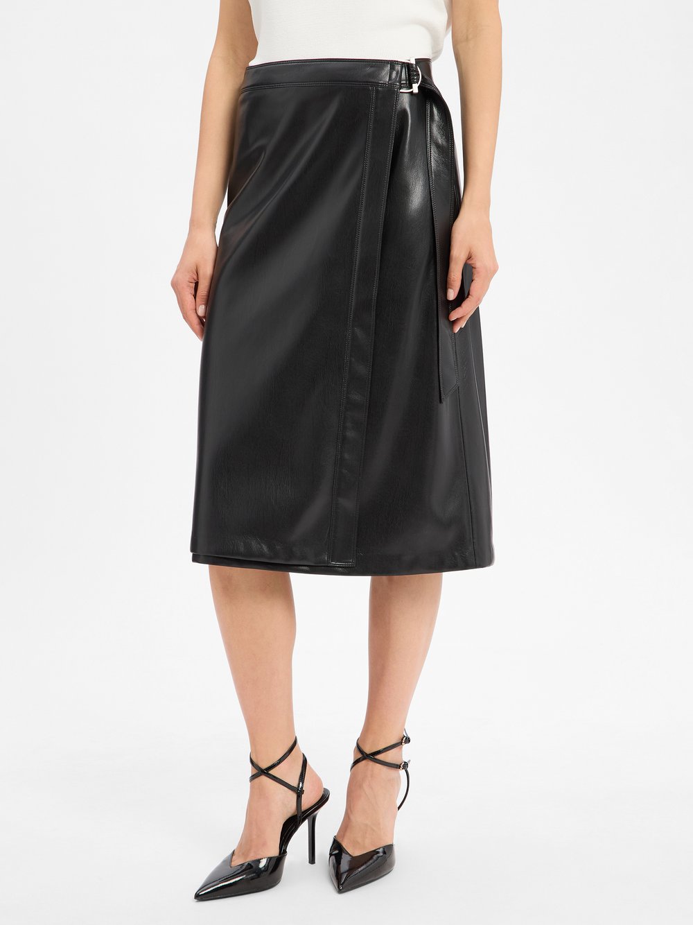 BOSS Kunstleder-Wickelrock Damen schwarz, 36
