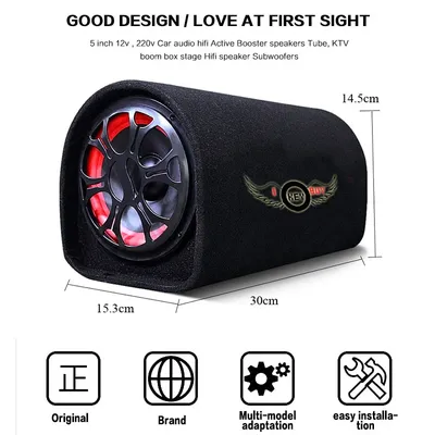 5 Inch Bluetooth 120W 4Ohm Car Audio Active Subwoofer 12V 220 V Hifi Home Auto Motorcycle Loudspeaker with Wooden Cabinet
