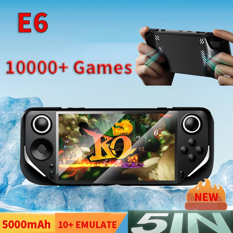 E6 Video Game Consoles 5.0 inch 5000mAH 10000+ Retro Game Consola Projection Hall Joystick Handheld Game Console Boy Gift