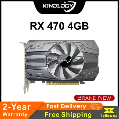 Kinology AMD GPU Radeon RX 470 Graphics Card 4GB GDDR5 256-bit 14nm PCI-E 3.0 Full New Gaming Video Card for Computer PC RX470