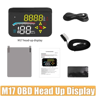 M17 HUD Head Up Display Auto OBD2 GPS Dual System Projector for Car Glass Security Water Temp Alarm Electronic Accessories