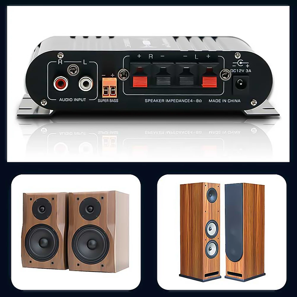 ST-838 HiFi 2.1 Channel Power Amplifier 80W*2 Stereo Bass Sound Amp Mini Media Player Subwoofer Amplifier Car Home Amp